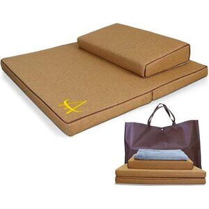 Meditation Cushion Zafu Thick Yoga Mat Set Bolster Floor Pillows Brown, 60X60cm